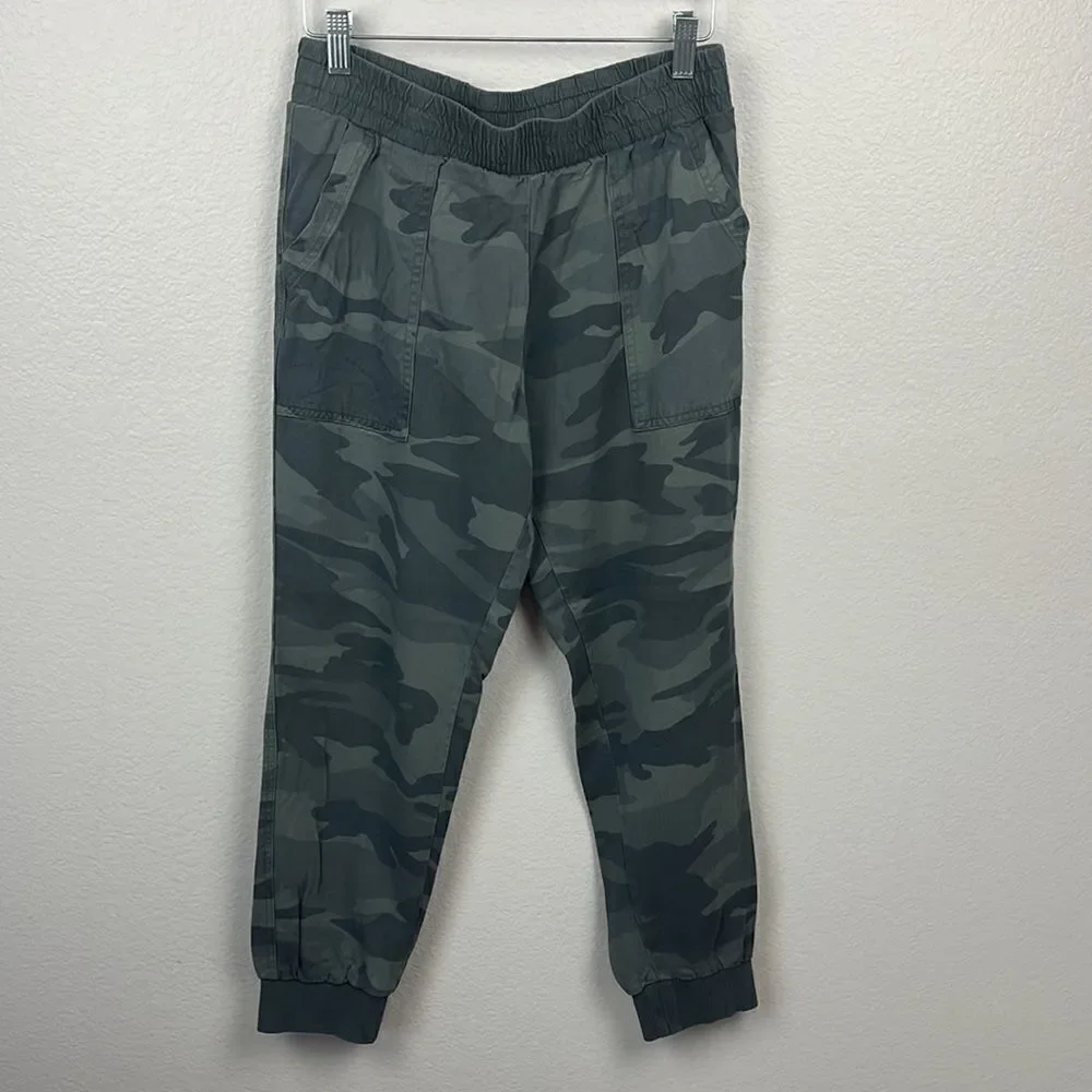Splendid Lakeside Camo Joggers Army Green High Rise Pull-On Straight Leg Pants S - Picture 5 of 13